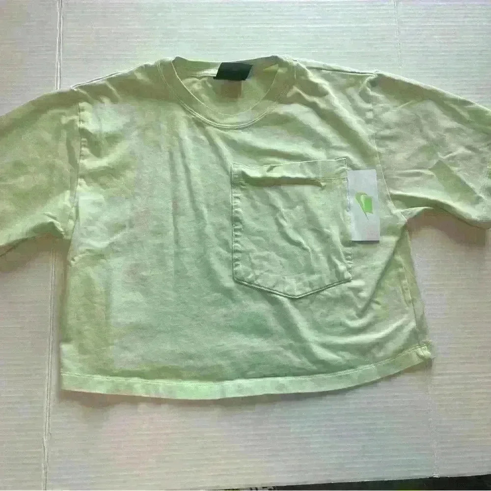 Nike cropped lime green t shirt with front pocket tag detail Rare! Size small